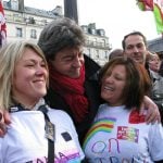 Front Gauche leader Jean-Luc Melenchon greeted protesters at Port Royal. "Opponents of gay marriage had their protest now it is our turn," he told The Local.Photo: The Local
