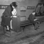 Weighing scales on the Paris Metro! And you wonder where Parisian women get the reputation for being obsessed about their weight comes from? These scales were at the Invalides Metro station, January 1947. They've since been removed. Buy this image by clicking here: <a href="http://www.parisenimages.fr/en/collections-gallery/4658-3-scales-paris-metro-metropolitain-invalides-metro-station-january-1947">www.parisenimages.fr/en</a>
