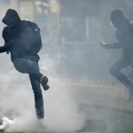 French high school pupils clash with police in Paris anti-election demo