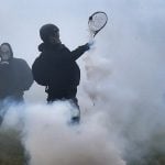 Tennis rackets against tear gas: Battle continues at French protest camp