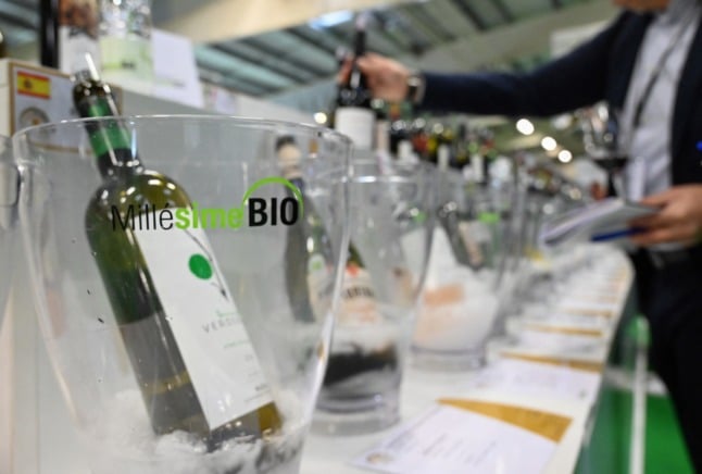 People visit "Millesime Bio 2020", an international organic wine fair in Montpellier. 