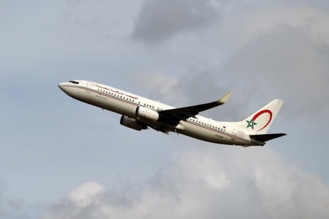 A Royal Air Maroc Boeing 737 NG/Max aeroplane in flight over Toulouse, France 