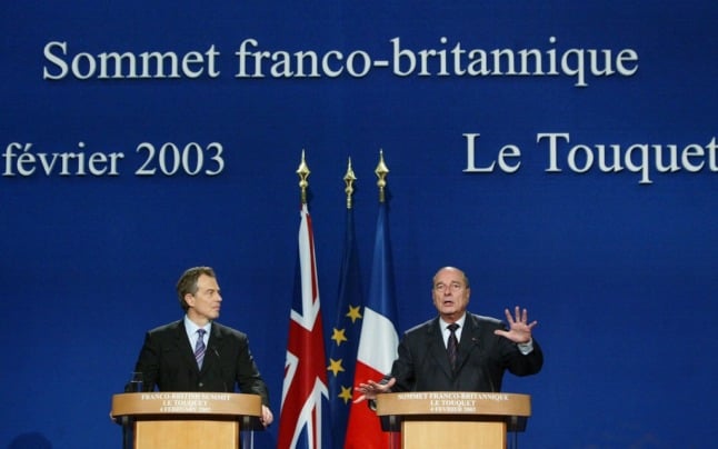 Britain's Tony Blair and France's Jacques Chirac in Le Touquet in 2003.