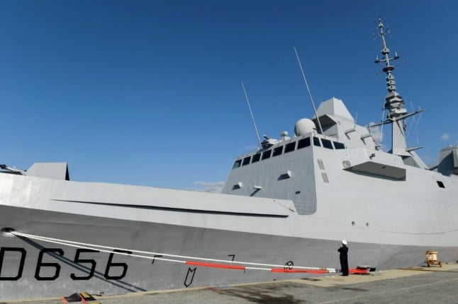 The French navy frigate ship 
